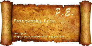 Petrovszky Erik névjegykártya